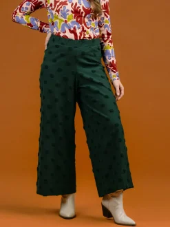 Alex Culottes Housut, Green Big Dot