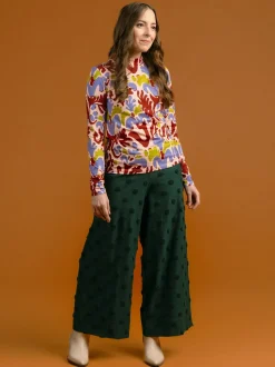 Alex Culottes Housut, Green Big Dot