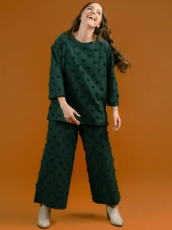 Alex Culottes Housut, Green Big Dot
