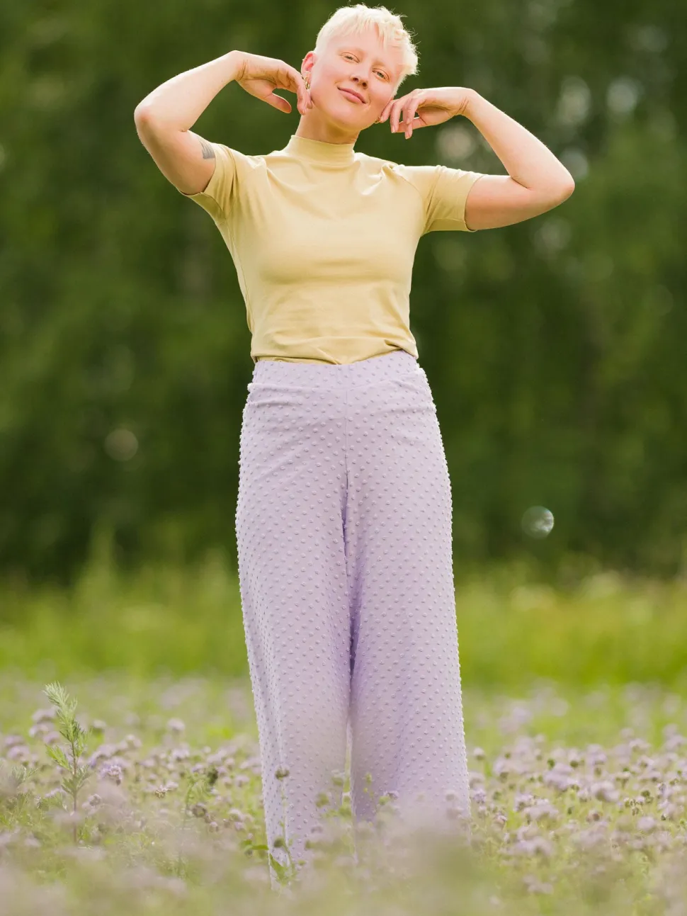 Alex Culottes Housut, Lavender Dot