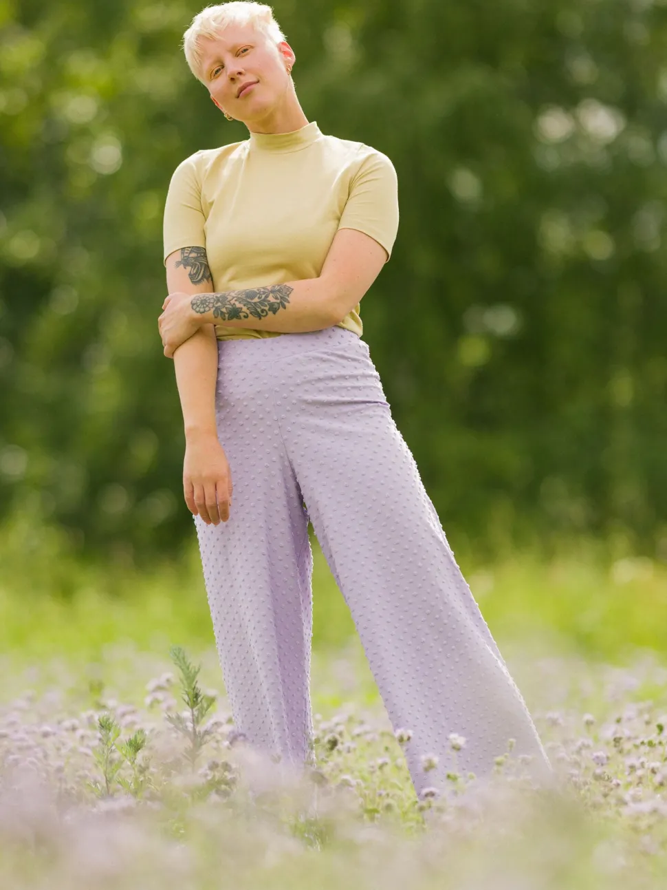 Alex Culottes Housut, Lavender Dot