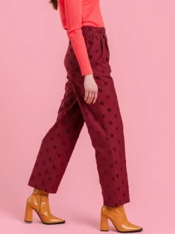 Jill Housut, Wine Red Big Dot