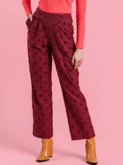 Jill Housut, Wine Red Big Dot