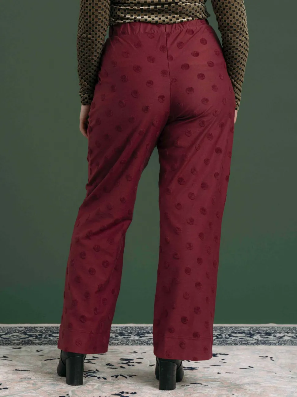 Jill Housut, Wine Red Big Dot