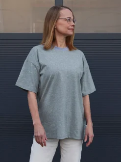 Tara T-Paita, Melange Grey/Lime