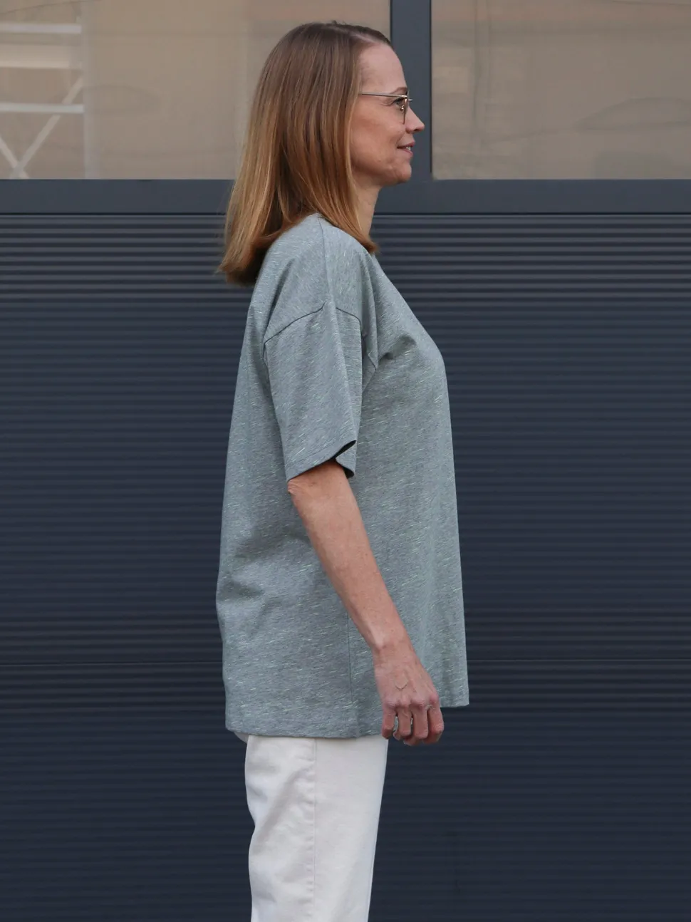 Tara T-Paita, Melange Grey/Lime