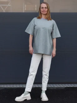 Tara T-Paita, Melange Grey/Lime