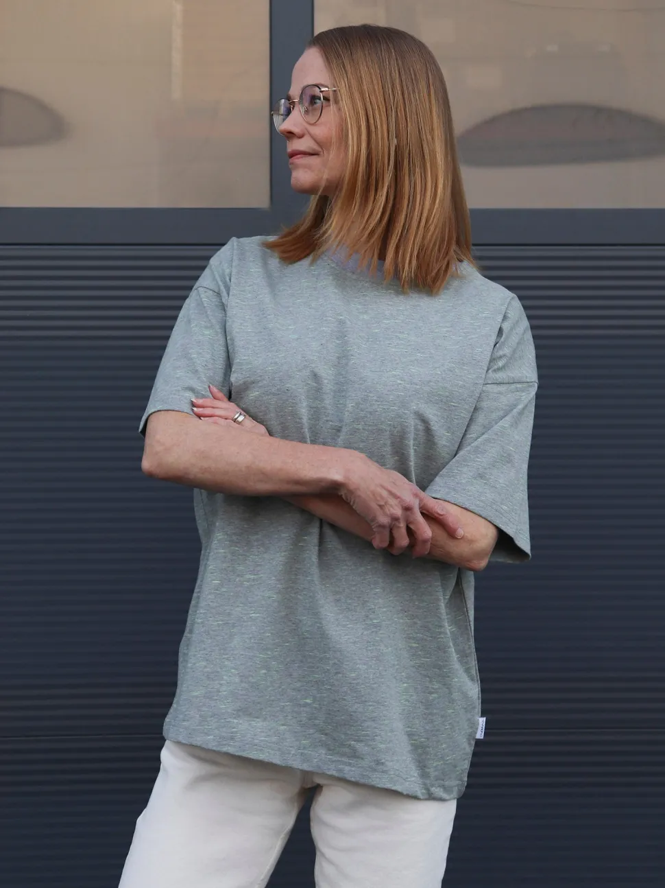 Tara T-Paita, Melange Grey/Lime